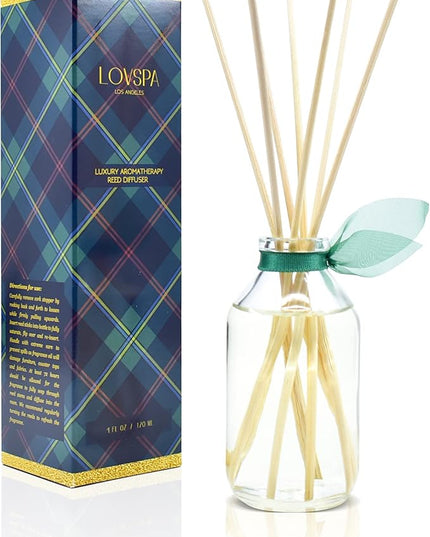 LOVSPA Reed Diffuser Set, Birchwood Pine Scented Oil Diffuser with Sticks, Home Fragrance Accessories for Bathroom Shelf Decor, Aroma Diffusers for Home or Office Desk, USA Made