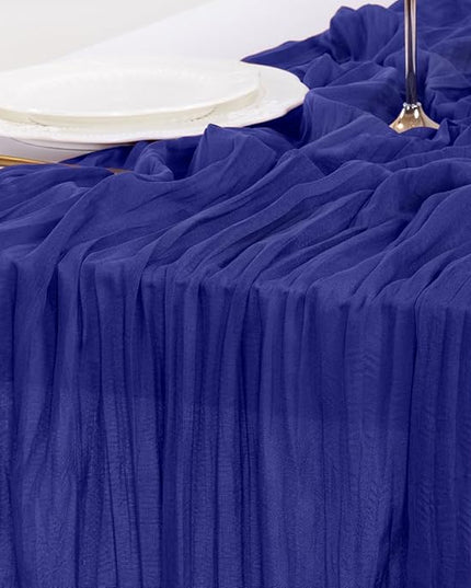 Socomi 3pcs Royal Blue Christmas Cheesecloth Table Runner Boho Rustic Gauze 120 inch 10FT Cheese Cloth Runner for Wedding Party Baby Shower Birthday Home Decor Holiday Decorations