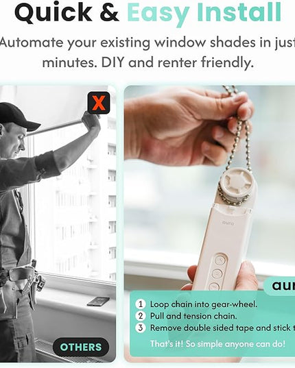Aura Roller Smart Shade Driver, Remote Control & WiFi Dongle | Automate Existing Blinds | Beaded Window Shade Compatible | Rechargeable Long-Life Battery | Set Up Schedules | Hands Free Voice Control