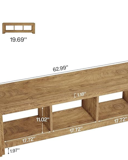 Tribesigns 63" TV Stand for TVs Up to 75 Inches, Farmhouse Entertainment Center with Open Storage, Media Console for Living Room, Oak