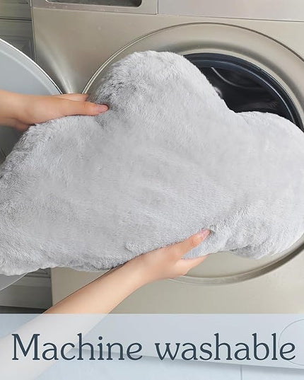 YRXRUS Cloud Pillows, Gray Cloud Shaped Pillow, Decorative Throw Pillow Gifts, Cute Plush Room Decor, Fluffy Faux Rabbit Fur 13"x21" Pillows for Living Bedroom Kids Room