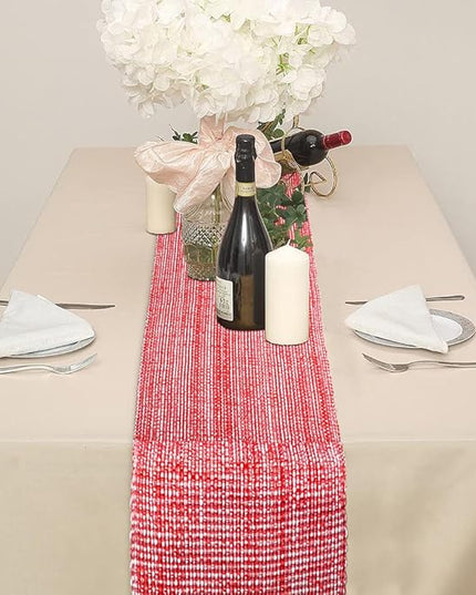 Urban Villa Table Runner 100% Cotton Two Tone Tablerunner Home Kitchen Dining Décor Table Runner 14''x72'' Red/White Table Runner with Fringes Cocktail Parties Wedding BBQ's Everyday use Table Runner