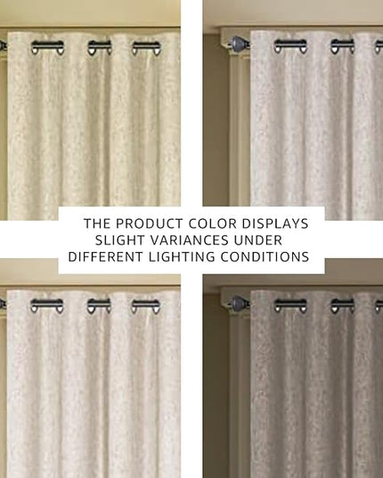 H.VERSAILTEX Linen Blackout Curtain Durable Thick Textured Linen Look 100% Blackout Patio Door Curtain Anti Rust Grommet Extra Wide Sliding Door Curtain Panel, W100 x L84 inch - Natural
