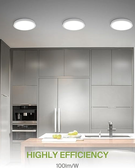 ASD LED 18" Round Flush Mount Ceiling Light Fixture, Low Profile Surface Lighting | 5CCT, Dimmable, Ultra-Thin, ETL Listed | 32W 2600LM 2700-6000K 100-277V | Kitchen, Hallway Lamp | White, 4 Pack