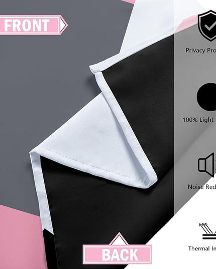 Pink 100% Blackout Curtains for Bedroom 84 inch Length 2 Panels Set Black Grey Modern Abstract Geometric Black Out Curtains Insulated Room Darkening Window Drapes for Living Room, 42Wx84L