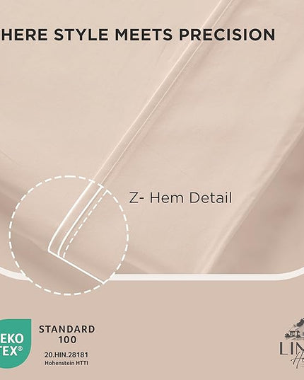 Linen Home 100% Cotton Percale Pillowcases King Size, Sand Shell, 2 Pieces of Pillow Case, Crisp and Cool Strong Bed Linen, 20 inches X 40 inches