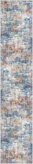 IOHOUZE Abstract Runner Rug 2x10 Ft Washable Runners for Hallways, Non Slip Kitchen Runner Printed Faux Wool Entryway Runner Indoor, Modern Abstract Floor Carpet for Hall Kitchen, Blue Rust