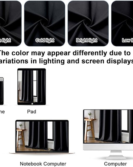 Gwine Black Blackout Curtains for Living Room 72 inches Long, Noise Reducing Room Darkening Window Treatment Curtains for Bedroom, Farmhouse Decor with Rod Pocket, Each 40" Wx72 L,2PCS