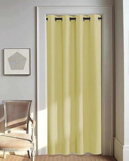 NICETOWN Door Curtain for Closet Doors 80 Inches Long 1 Panel, Blackout Doorway Curtain for Open Closet Bedroom, Room Divider Living Room for Privacy (Paler Yellow, 1 Panel, 46W x 80L)