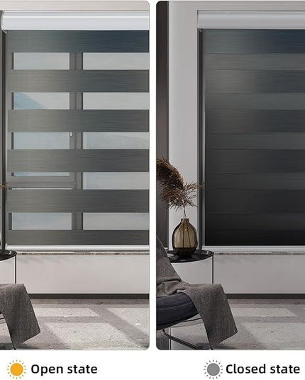 Motorized Zebra Blinds with Remote Blackout Cordless Zebra Shade Smart Home Electric Curtains for Windows and Privacy Light Filtering Roller Shades, Easy to Install, 51" W x 72" H, Grey