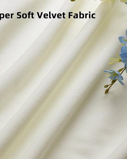 Joydeco White Velvet Curtains 120 inch Length 2 Panels, Luxury Blackout Rod Pocket Thermal Insulated Window Curtains, Super Soft Room Darkening Drapes for Living Dining Room Bedroom,W52 x L120 inches