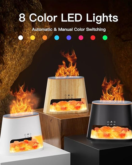 Luxury Himalayan Salt Lamp Humidifier & Aromatherapy Diffuser - 8 Color Mood Lighting w/Remote for Spa, Bedroom, Home Relaxation260ml (White)