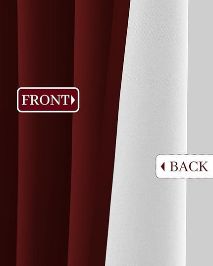 Yakamok Room Darkening 100% Blackout Curtains Grommet Window Treatments with 2 Thick Layers-Burgundy Red Thermal Insulated Drapes Set of 2 Panels for Bedroom Living Room 52 Inches by 72 Inches Length