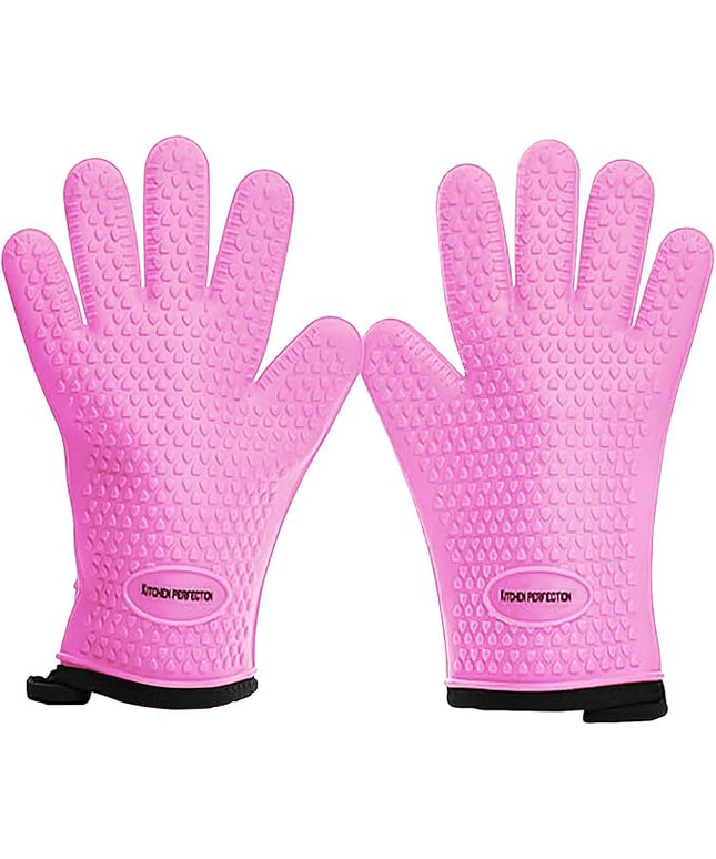 KITCHEN PERFECTION XL Silicone Smoker Oven Gloves-Extreme Heat Resistant BBQ Gloves-Handle Hot Food Right on Your Grill Fryer&Pit|Waterproof Grilling Cooking Baking Mitts|Superior Value Set+3 Bonuses