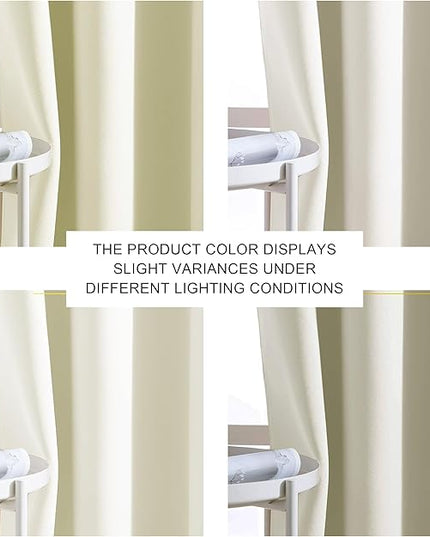 NICETOWN Bedroom Room Darkening Curtains - Triple Weave Grommet Top Thermal Insulated Solid Energy Saving Panels/Drapes for Villa/Hall, Beige, 1 Pair, 52 inches by 95 Inch