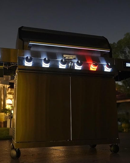 Monument Grills 6+1 Burner Smart Tech Propane Gas Grill, Denali 605Pro Stainless Steel Grill 78,000 BTU Outdoor Garden Barbecue Grill with Side Sear Burner, Cooking Plate, Cover and Rotisserie Kit