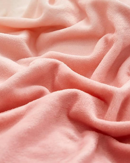 Luxlovery Pink Gradient Velvet Comforter Full Fluffy Plush Flannel Bedding Set Full Women Girls Pink White Ink Rainbow Color Blanket Quilts Warm Comforter Set