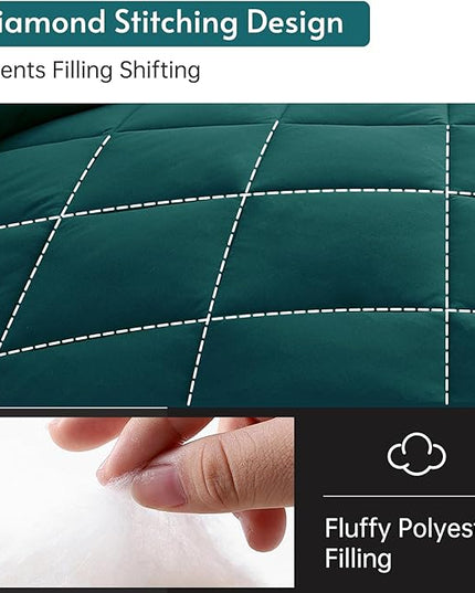 MUXHOMO 7 Pieces Full Comforter Set, Reversible Bed in a Bag Full Size, All Season Bedding Set with Comforter, Flat Sheet, Fitted Sheet, Pillowcases & Shams, Peacock Blue & Ivory