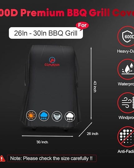 Comnova Grill Cover 30 Inch - 7105 BBQ Cover for Weber Spirit 210 Gas Grill Heavy Duty & Waterproof, Barbecue Cover for Weber Spirit E-210 Grill with Side Trays Fold Down (NOT Fit Spirit II E-210)