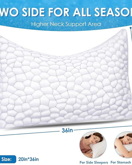 Side Sleeper Pillow for Adults, King Size Cooling Pillow for Neck and Shoulder Pain Relief, Adjustable Firm Soft Shredded Memory Foam Pillows for Side Back Stomach Sleepers, Bed Pillows for Sleeping
