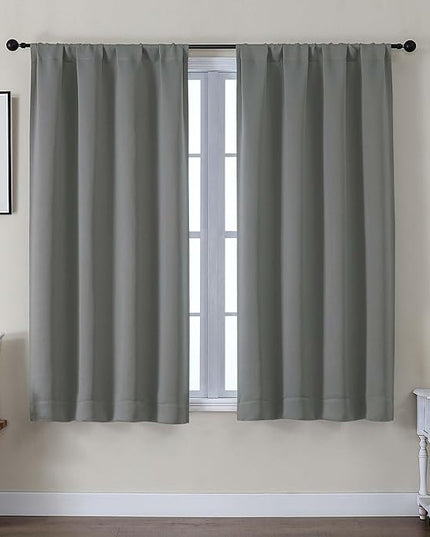 Gwine Light Grey Blackout Curtains for Bedroom 54 Inches Long, Thermal Insulated Room Darkening Curtains for Living Room Each 40" Wx54 L, 2 Panels