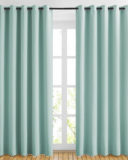 NICETOWN Blackout Curtains for Bedroom - Window Treatment Energy Saving Thermal Insulated Solid Grommet Blackout Drapes for Living Room (Aqua Blue, 1 Pair, 66 by 84-Inch)