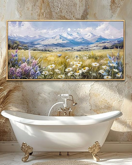 QIYILEXWART Large Wall Art For Bedroom Wall Decor For Living Room Office Decoration Range Grassland Landscape Painting Watercolour Pictures Canvas Artworks Ready To Hang Home Decor Wood Framed