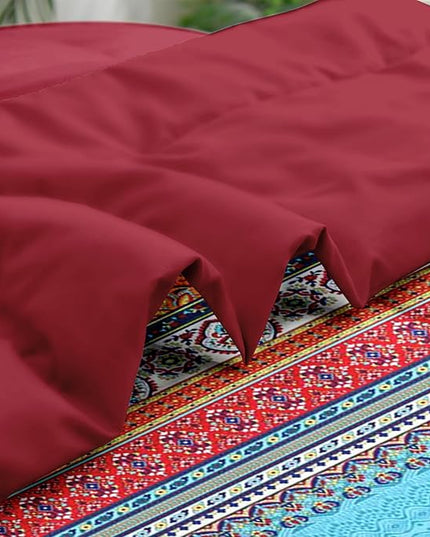 Comforter Set Full Size, Vintage Paisley Leaf Floral 7 Pcs Bedding for Kids and Adults, Ethnic Geometric Flower Bed Sheet Sets with Fitted Sheet 2 Pillowcases & 2 Shams