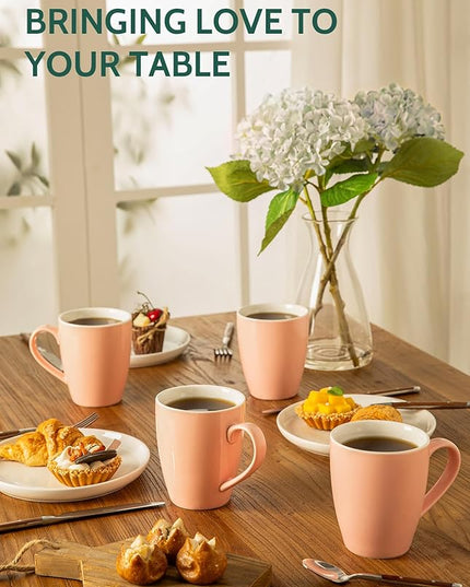 Sweese Porcelain Coffee Mugs - 16 Ounce (Top to the Rim) for Coffee, Latte, Tea, Cocoa, Set of 4, Pink