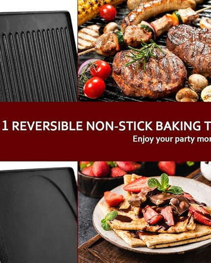 CUSIMAX Raclette Grill Electric Grill Table Portable 2 in 1 Korean BBQ Grill Indoor & Cheese Raclette, Reversible Non-stick plate, Crepe Maker with Adjustable temperature control and 8 Paddles