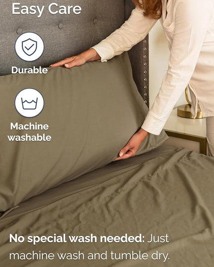 Extra Deep Cal King Sheet Set - 6 Piece Breathable & Cooling Sheets - Hotel Luxury Bed Sheets Set - Easy & Secure Fit - Soft, Wrinkle Free & Comfy Sheets Set - Khaki Sheet Set with Extra Deep Pockets