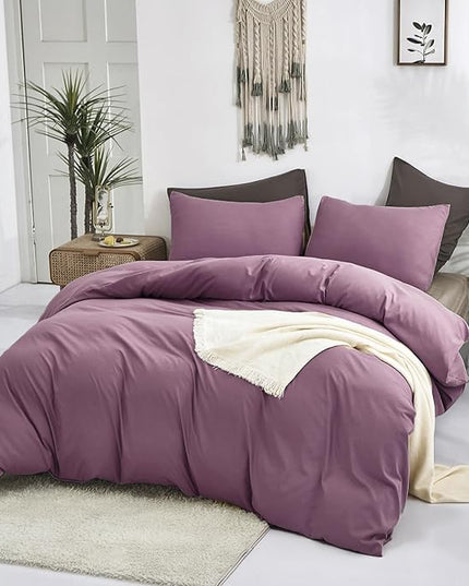 Luxlovery Purple Comforter Set Cal King Pale Mauve Bedding Comforter Set Dusty Purple Modern Elegant Solid Bed Blanket Soft Breathable Lilac Blanket Quilts 3 Piece Bedding Set for Women