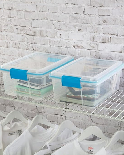 Sterilite 6-Pack Gasket Box, Weather-Resistant Storage Bins with Latching Lids, 12 Quart - Heavy-Duty Organizing Containers for Closet, Bathroom, and Office
