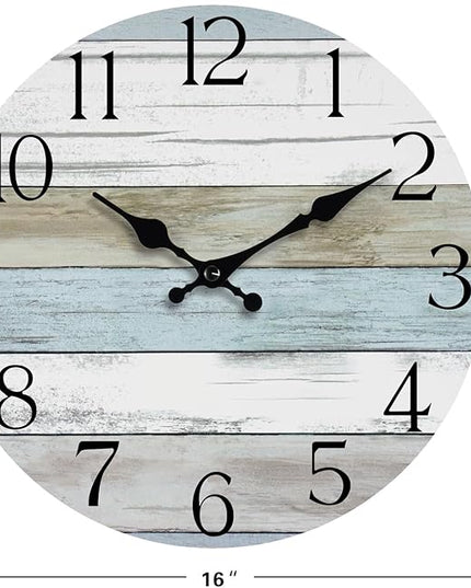 HYLANDA Wall Clock, 16 Inch Silent Non Ticking Wall Clocks Battery Operated, Rustic Clocks Decorative for Living Room, Kitchen, Bathroom, Bedroom
