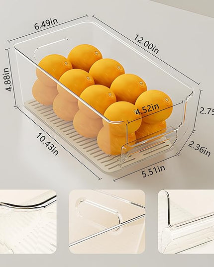 7Pcs Clear Plastic Storage Bins, Refrigerator Organizer Bins with Handles, Freezer Organizer Clear Organizing Bins, BPA-Free Fridge Storage Containers for Fridge, Freezer, Cabinet, Kitchen, Pantry