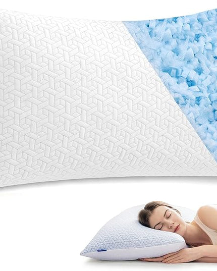 puredown® Cooling Pillows Queen Size 1 Pack, Memory Foam Pillows Adjustable Firm Bed Pillows for Sleeping, Cool Pillow for Hot Sleepers with Zipper Removable Pillow Cover