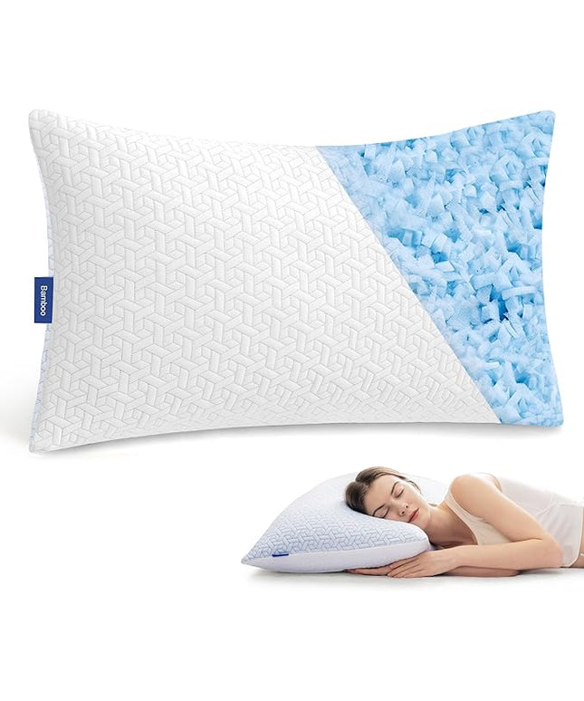 puredown® Cooling Pillows King Size 1 Pack, Memory Foam Pillows Adjustable Firm Bed Pillows for Sleeping, Cool Pillow for Hot Sleepers with Zipper Removable Pillow Cover