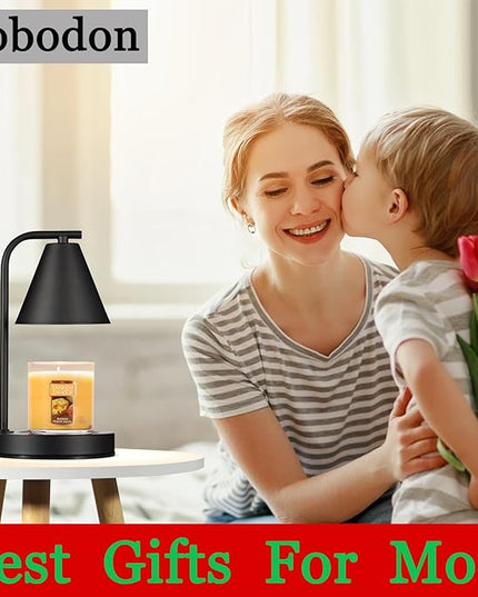Candle Warmer Lamp, Electric Candle Lamp Warmer Gifts for Mom Women House Warming Gifts New Home Bedroom Decor Dimmable Wax Melt Warmer for Scented Wax with 2 Bulbs, Jar Candles (Black)