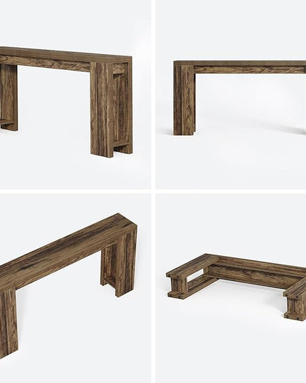 LITTLE TREE 70.9-Inch Long Entryway Table, Narrow Farmhouse Sofa Console Table for Living Room, Hallway, Walnut Brown