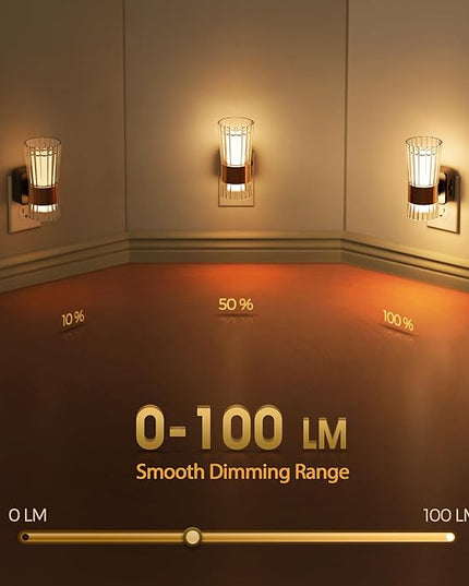 Night Light, Night Lights Plug into Wall, Soft White LED Nightlight for Kids, Adjustable Brightness 0-100LM, Dusk to Dawn Sensor, Soft Light for Bedroom, Hallway, Nursery, 2 Pack