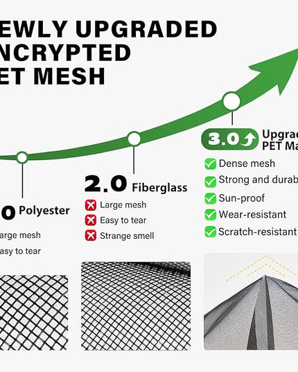 Magnetic Screen Door - Upgraded Heavy Duty PET Screen Door Mesh, Double Door Screen for French/Sliding Patio Door, Hands-Free Magnetic Closure, Fit Door Size 72" x 80" (Screen Size 74" x 82")