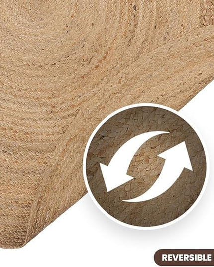 REDEARTH · Round Area Rug - 10 Feet Braided Natural Jute Rug- Artisan Made Reversible Boho Jute Rugs for Bedroom - Kitchen - Living Room - Farmhouse - Aesthetic Home Decor - Handmade Vintage Decor