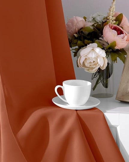 HOMEIDEAS Blackout Curtains for Bedroom 52 X 63 Inch Length 2 Panels Set Burnt Orange Room Darkening Bedroom Curtains, Soundproof Thermal Grommet Window Curtains for Living Room