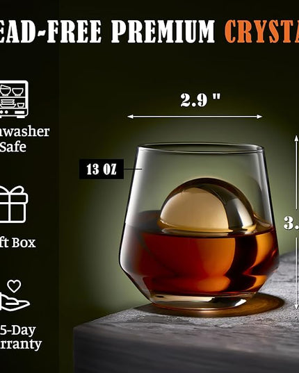 JBHO Premium Whiskey Glasses for Men - Set of 6-12 Oz Scotch Glasses - Old Fashioned Non-Lead Crystal Glass - Gift-Box Idea for Scotch Lovers/Glassware for Bourbon/Rum glasses/Bar Cocktail Glasses
