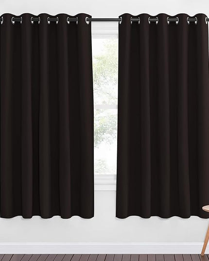 NICETOWN 66 Inch Long Blackout Curtains for Bedroom Living Room, Thermal Insulated Room Darkening Curtains, Light Blocking Blackout Drapes for Bedroom, 66" W x 66" L, 1 Panel, Toffee Brown