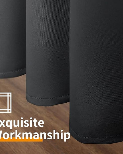 YoungsTex Black Blackout Curtains 54 Inch Long - Short Thermal Insulated Drapes with Grommet Room Darkening for Basement Bedroom Bathroom Window, 2 Panels, 52 x 54 Inch