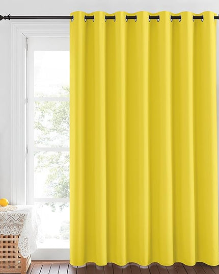 NICETOWN Sliding Glass Door Curtain Extra Long 84 inches Long, Grommet Thermal Insulated Blackout Patio Door Curtain Panel for Bedroom/Pergola, Bright Yellow, 1 Panel, W100 x L84
