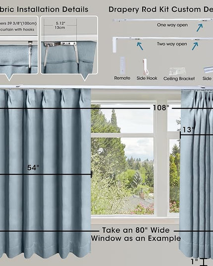 SmartWings Automatic Curtain Opener with Drapery, Motorized Vertical Blinds with Remote, Electric Closet Doors Sliding Panels Compatible with Alexa Google Homekit, 93% Blackout Greyish Blue