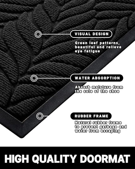 Yimobra Front Door Mat Outdoor Indoor, 29.5x17 All-Season Waterproof Door Mat Outside Entrance, All-Weather Non-Slip Outside Doormat for Garage Patio Entryway, Black