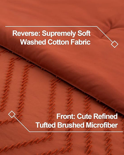 Litanika California King Comforter Set with Sheets Burnt Orange - 7 Pieces Bed in a Bag Cal King Boho Terracotta Bedding Sets Rust Lightweight Bed Set with Comforter, Sheets, Pillowcases & Shams